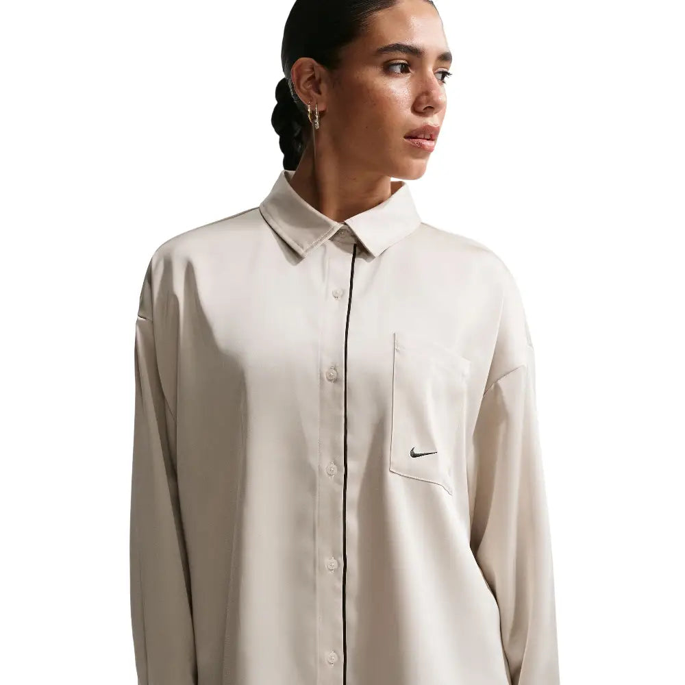 NIKE Sportswear Oversized Satin Long-Sleeve Top White IM0575-072