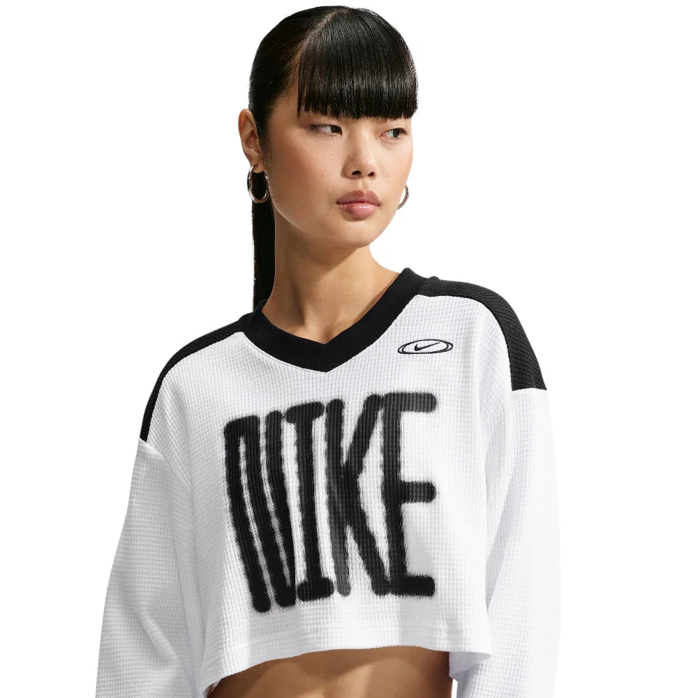 NIKE Sportswear Oversized Long-Sleeve Cropped Jersey White IM8448-100