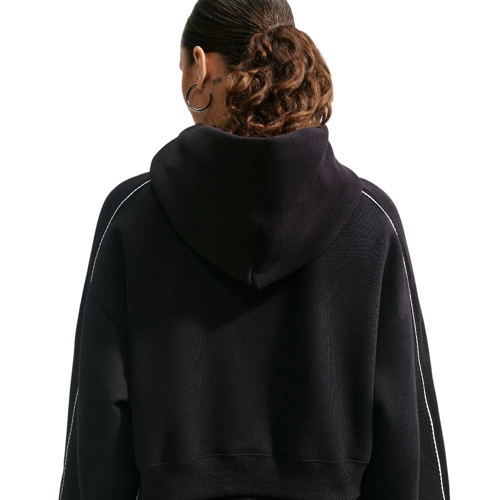 NIKE Studio Fleece Medium Weight "Graphic Pack" Cropped Pullover Hoodie Black IO9948-001