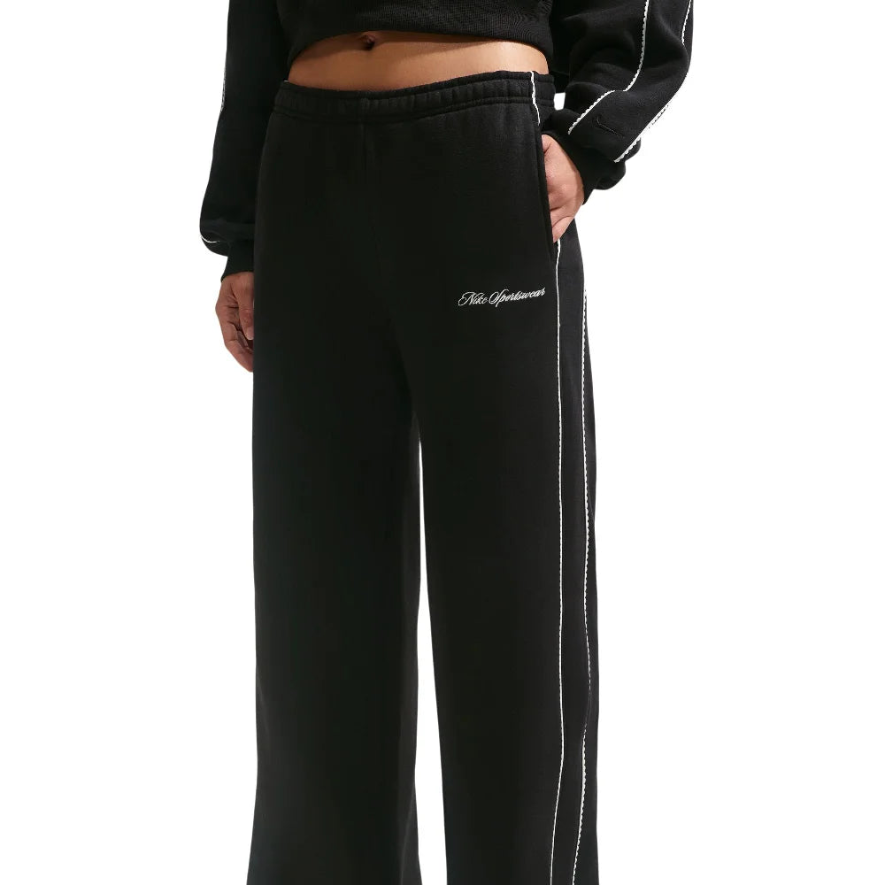 NIKE Studio Fleece Medium Weight Mid-Rise Wide-Leg Pants Black IQ3170-001