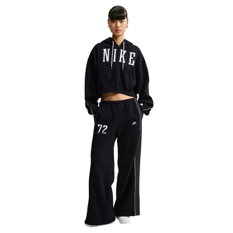 NIKE Studio Fleece Medium Weight Oversized Full-Zip Cropped Hoodie Black IU1130-001