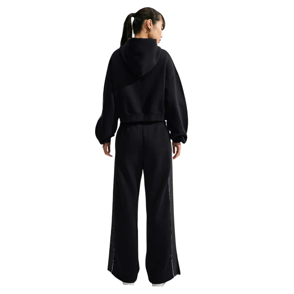 NIKE Studio Fleece Medium Weight Oversized Full-Zip Cropped Hoodie Black IU1130-001
