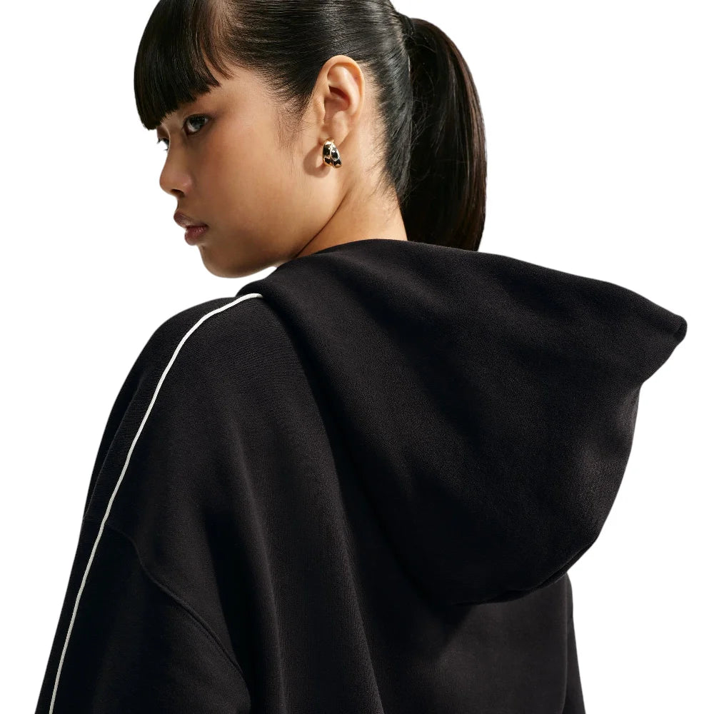 NIKE Studio Fleece Medium Weight Oversized Full-Zip Cropped Hoodie Black IU1130-001