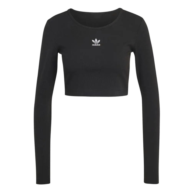 ADIDAS Essentials Ribbed Crop Long Sleeve Long-Sleeve T-Shirt Black IW5725