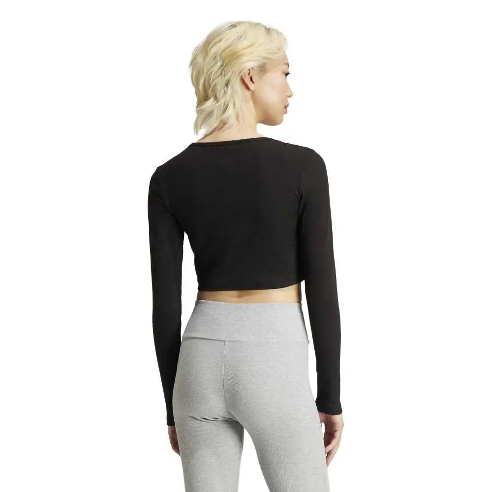 ADIDAS Essentials Ribbed Crop Long Sleeve Long-Sleeve T-Shirt Black IW5725