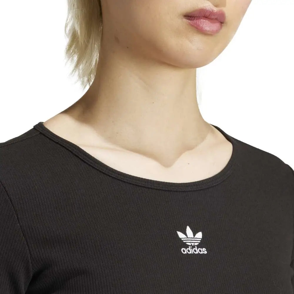 ADIDAS Essentials Ribbed Crop Long Sleeve Long-Sleeve T-Shirt Black IW5725
