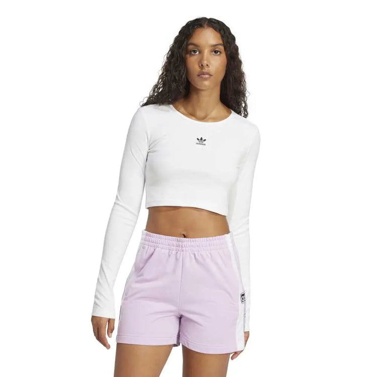 ADIDAS Essentials Ribbed Crop Long Sleeve Long-Sleeve T-Shirt White JC9011