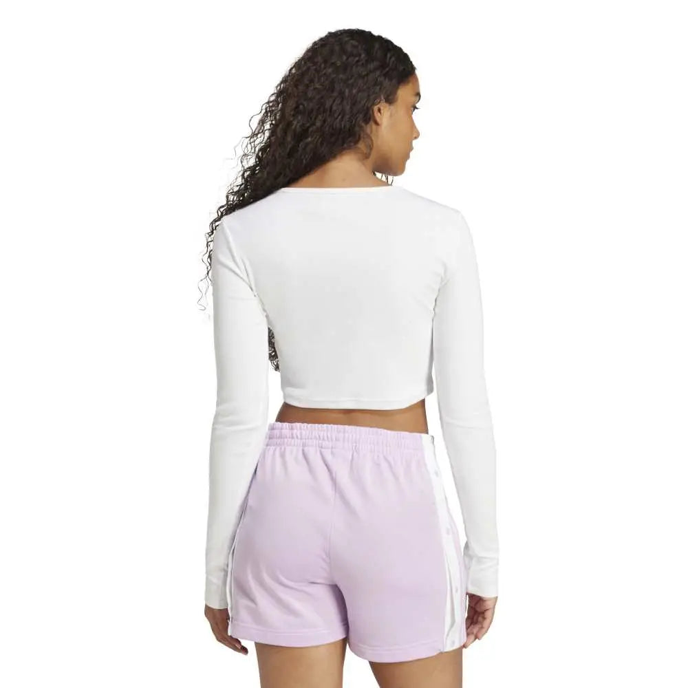 ADIDAS Essentials Ribbed Crop Long Sleeve Long-Sleeve T-Shirt White JC9011