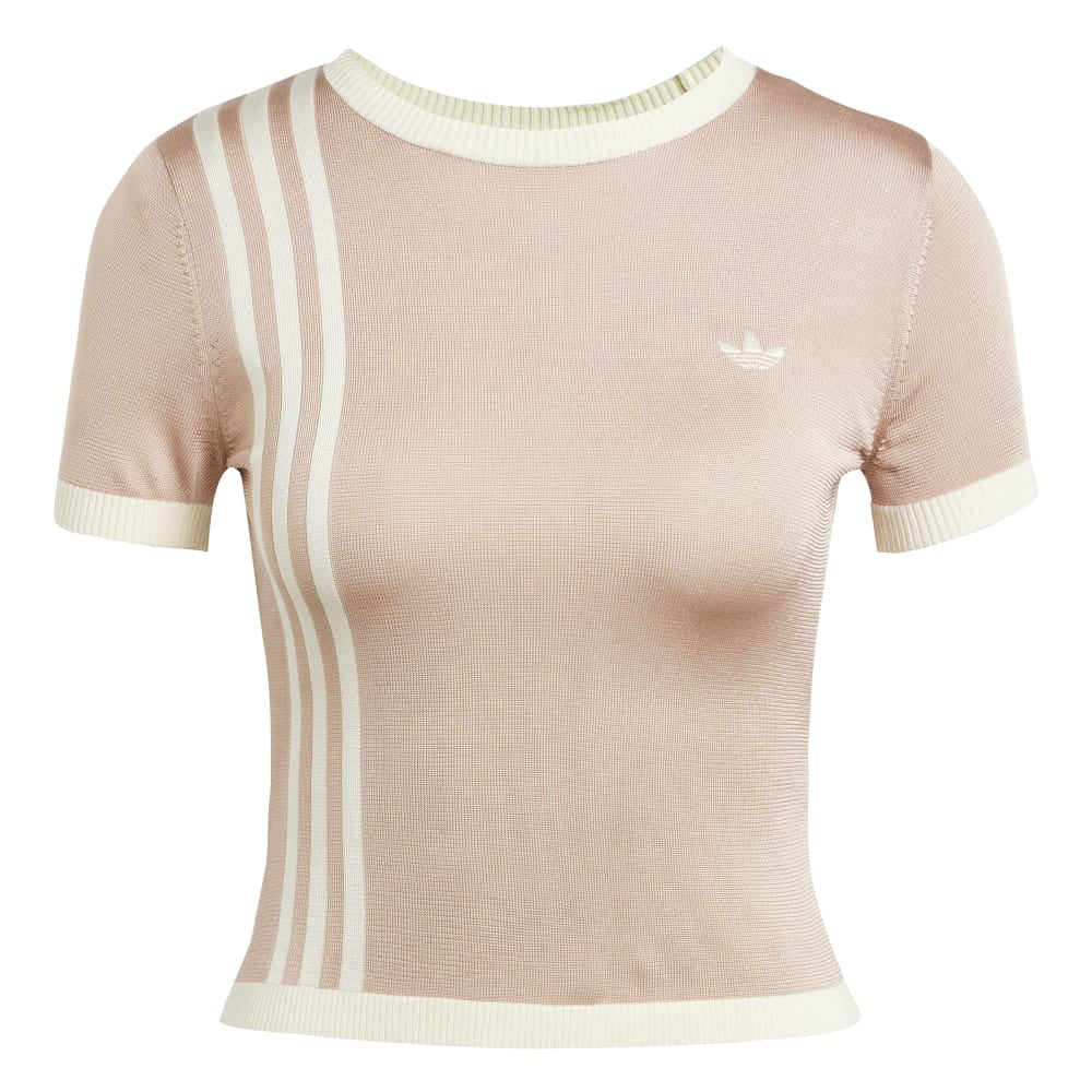 Knitted 3-Stripes Short T-Shirt Pink - Urban Jungle Knitted 3-Stripes Short T-Shirt Pink - Urban Jungle