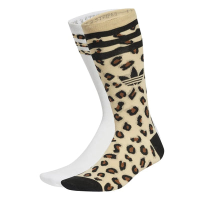 ADIDAS Leopard Crew Socks 2 Pairs Beige JJ1636