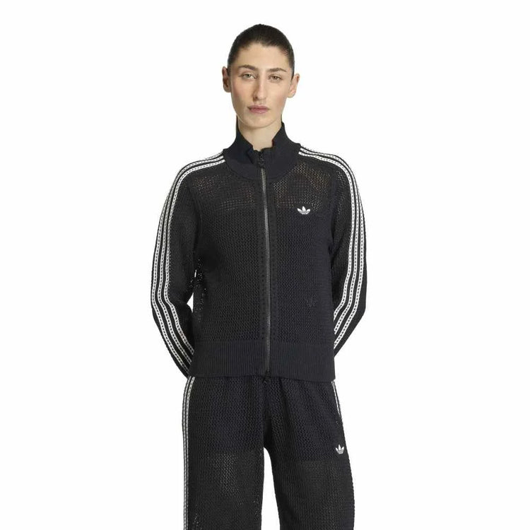 ADIDAS Knitted Crochet Firebird Track Jacket Black KC6497