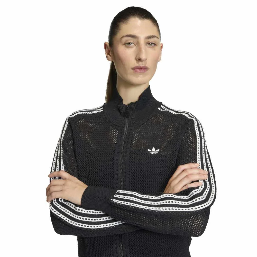 ADIDAS Knitted Crochet Firebird Track Jacket Black KC6497