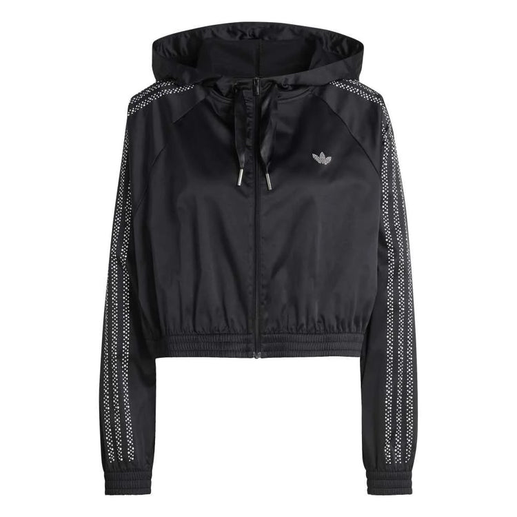 ADIDAS Pearl Cropped Zip Hoodie Black KC7864