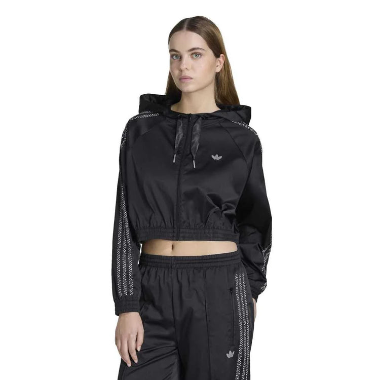 ADIDAS Pearl Cropped Zip Hoodie Black KC7864