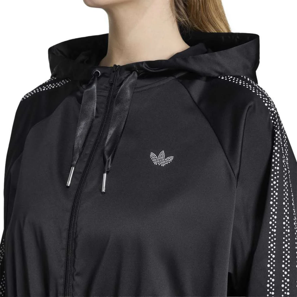 ADIDAS Pearl Cropped Zip Hoodie Black KC7864