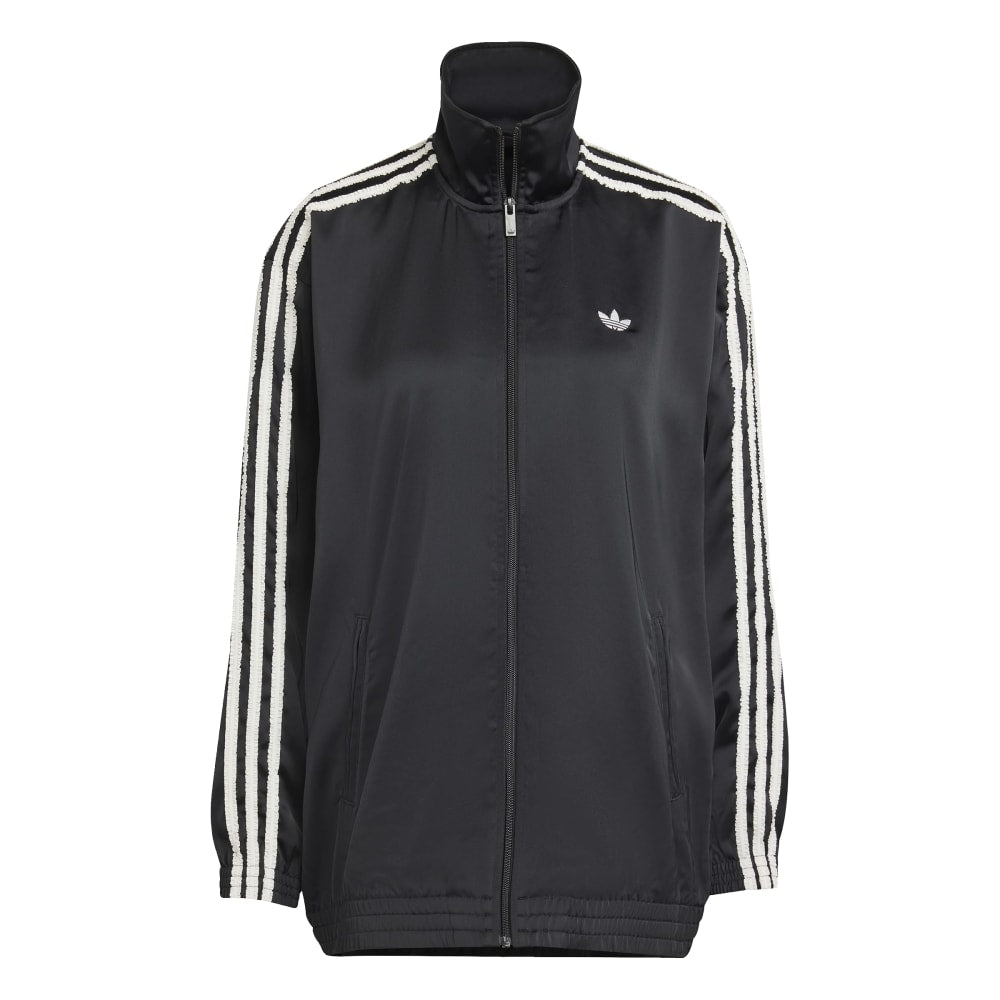 ADIDAS Originals Ruffle 3-Stripes Satin Firebird Track Jacket Black KC8810