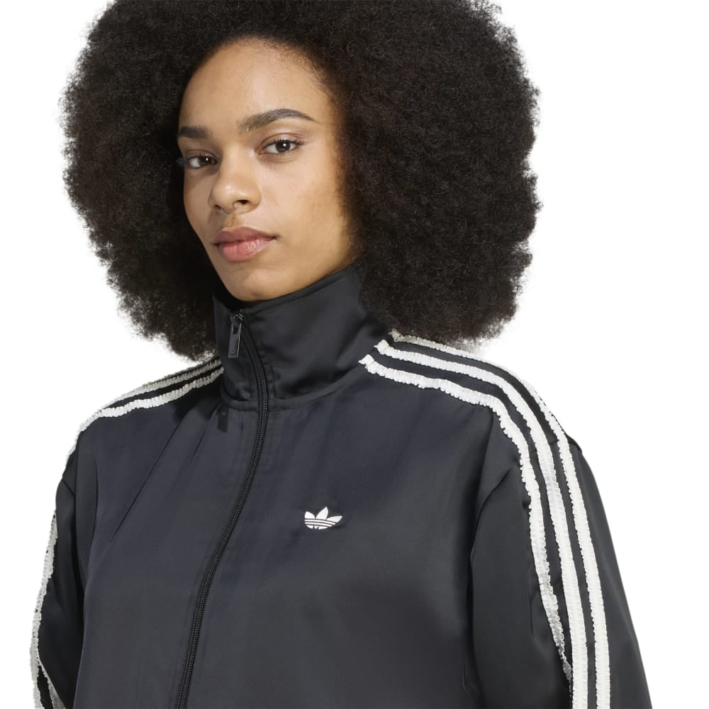 ADIDAS Originals Ruffle 3-Stripes Satin Firebird Track Jacket Black KC8810