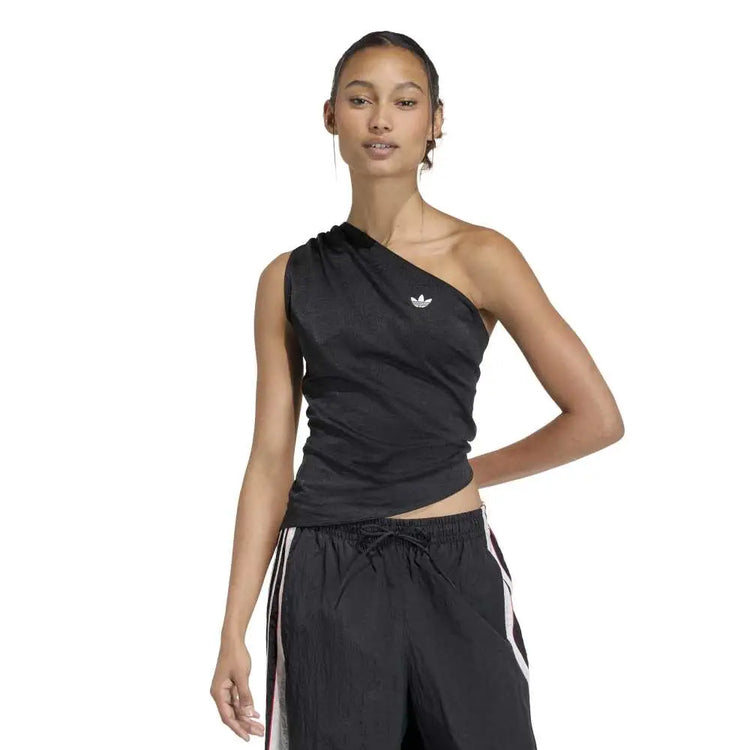 ADIDAS Rouched One Shoulder Top Black KC9119