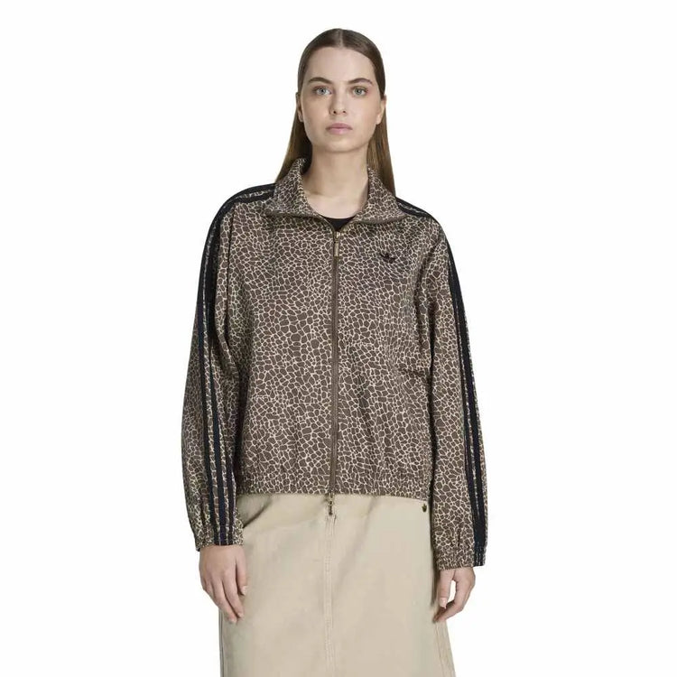 ADIDAS Firebird Oversized Aop Denim Jacket Brown KD2815