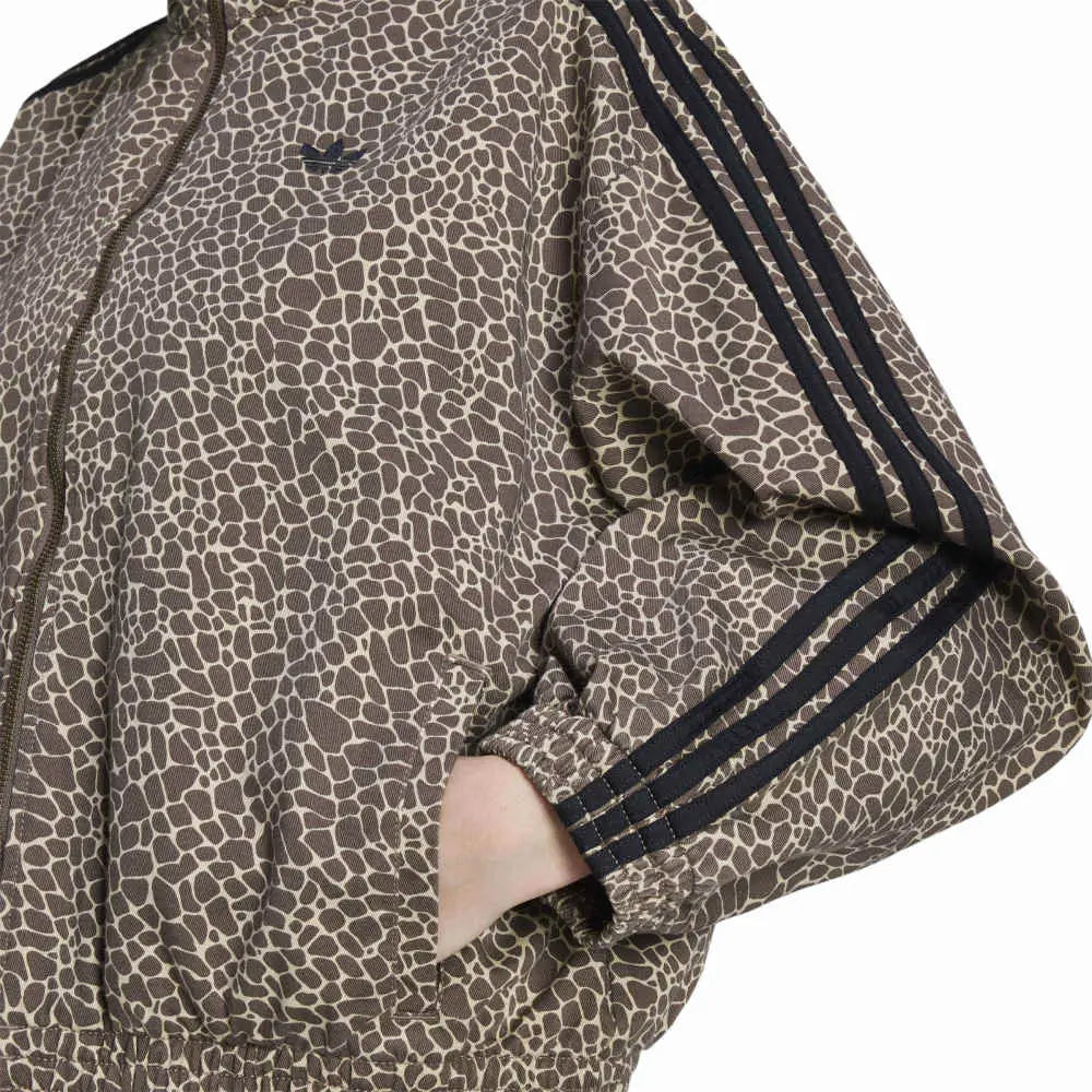 ADIDAS Firebird Oversized Aop Denim Jacket Brown KD2815