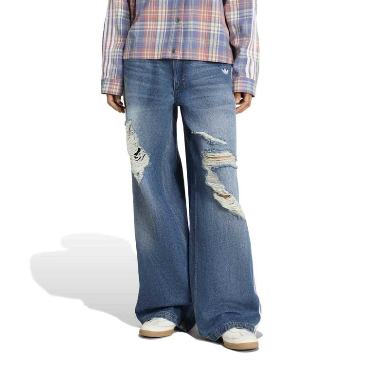 ADIDAS Originals Loose Denim Destressed Pant Blue KE3300