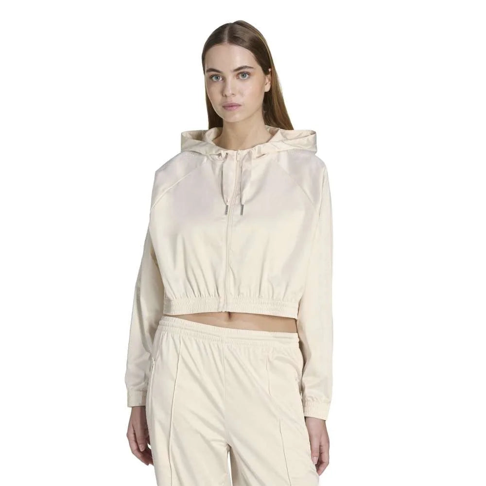 ADIDAS Pearl Cropped Zip Hoodie White KE3391