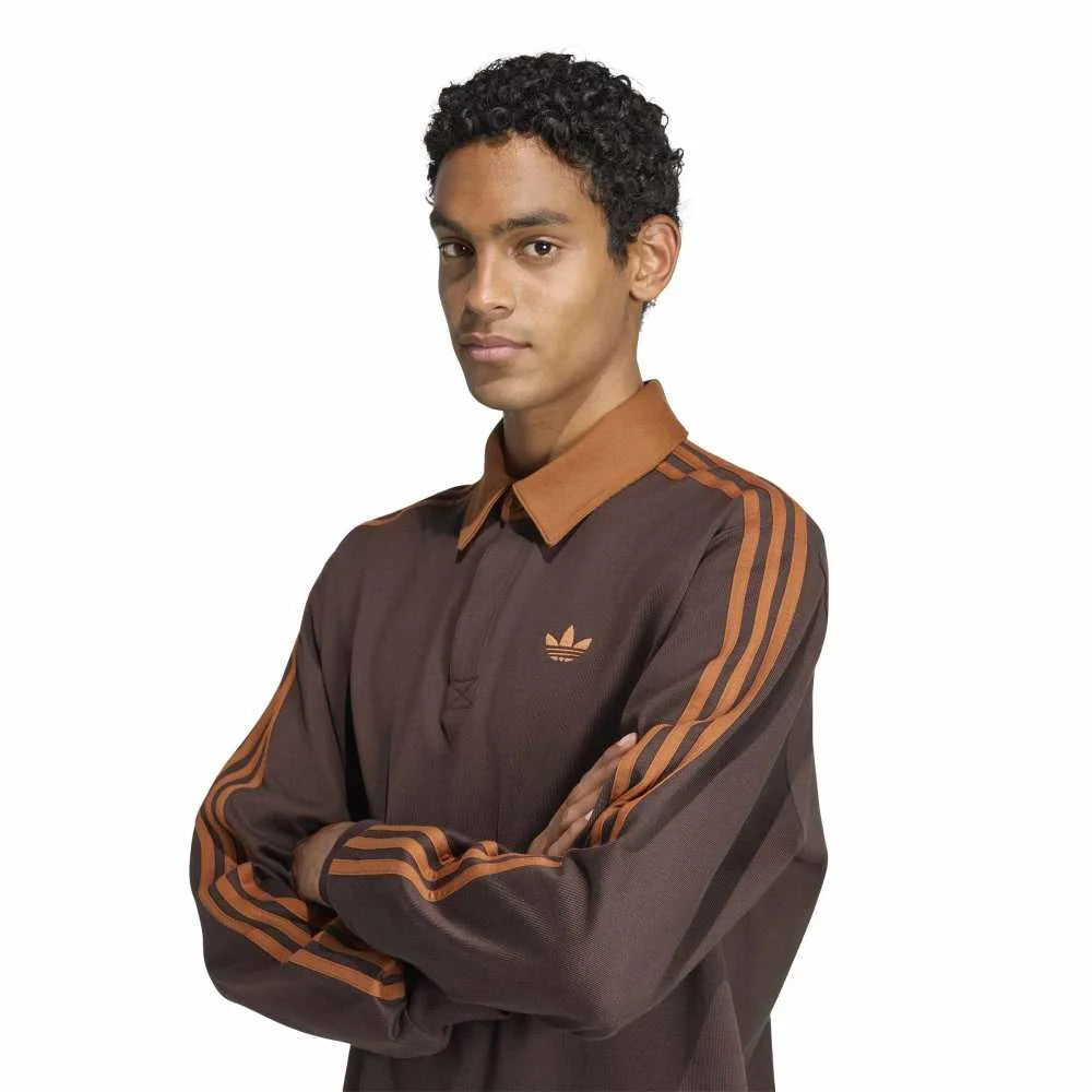 ADIDAS 3-Stripes Rugby Longsleeve Polo Brown KE4112