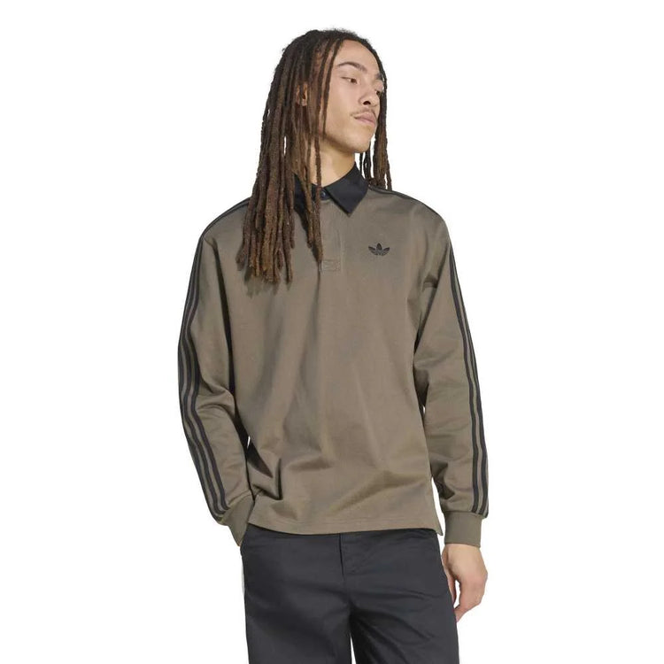 ADIDAS 3-Stripes Rugby Longsleeve Polo Brown KE4113