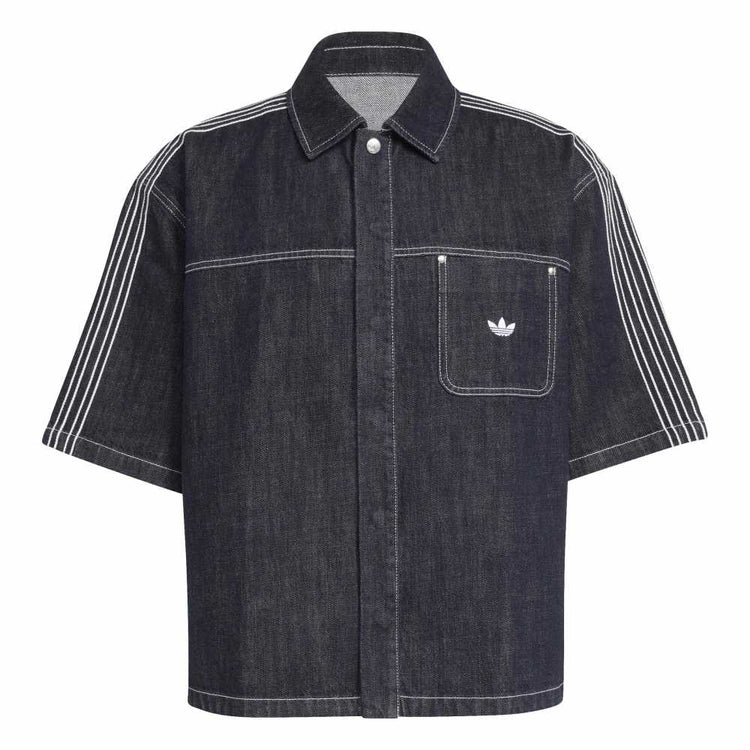 ADIDAS Originals Denim Short Sleeve Work Shirt Blue KG6448