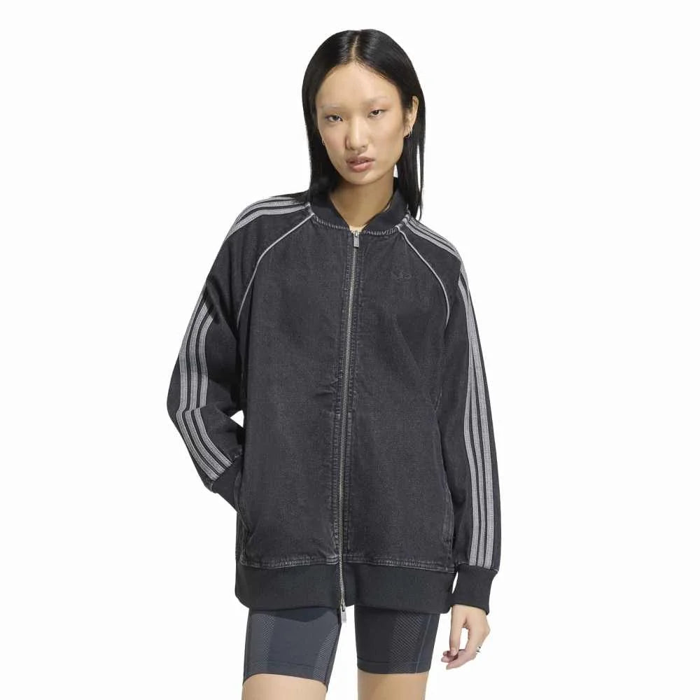 ADIDAS SST Oversized Denim Track Jacket Black KQ6471