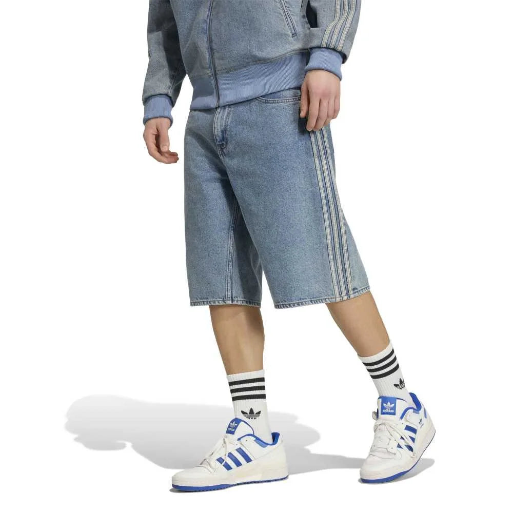 ADIDAS Firebird Adicolor Denim Short Mid-Rise Straight Leg Blue KS4975
