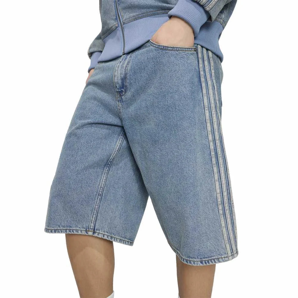 ADIDAS Firebird Adicolor Denim Short Mid-Rise Straight Leg Blue KS4975
