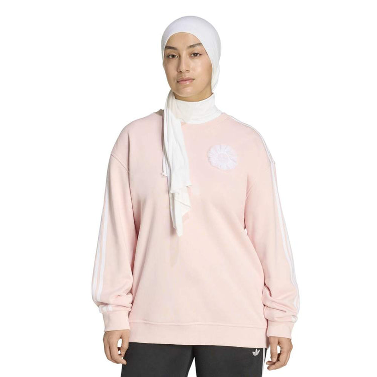 ADIDAS Originals Lace Branding Crew Sweatshirt Pink KS6471