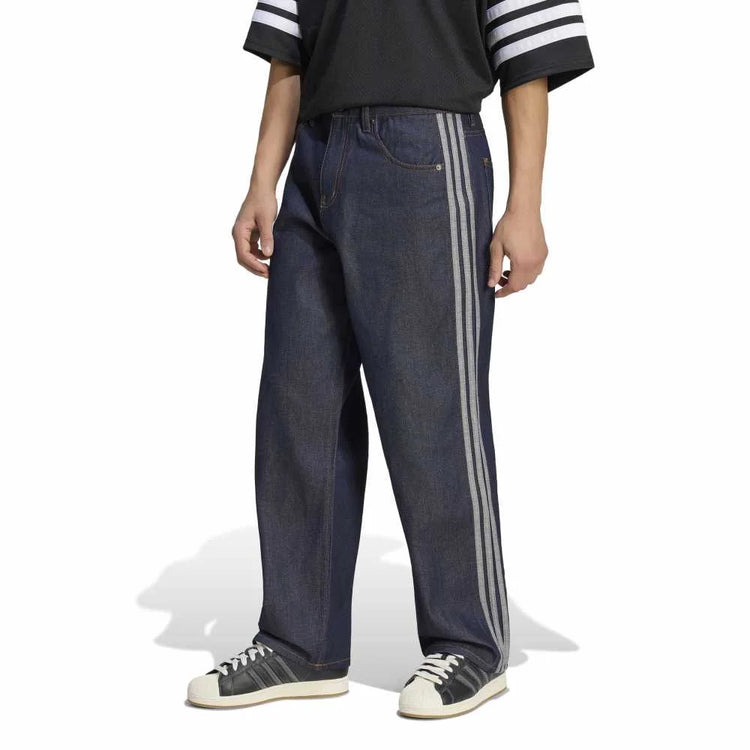 ADIDAS Firebird Adicolor Denim Mid-Rise Straight Leg Jeans Blue KS6924