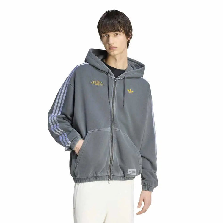 ADIDAS Washed Graphics Zip-Thru Hoodie Grey KW3600