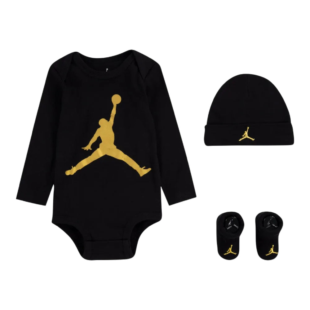 JORDAN Romper/Hat/Slippers Set - 0-6M Black LJ0263-K5X