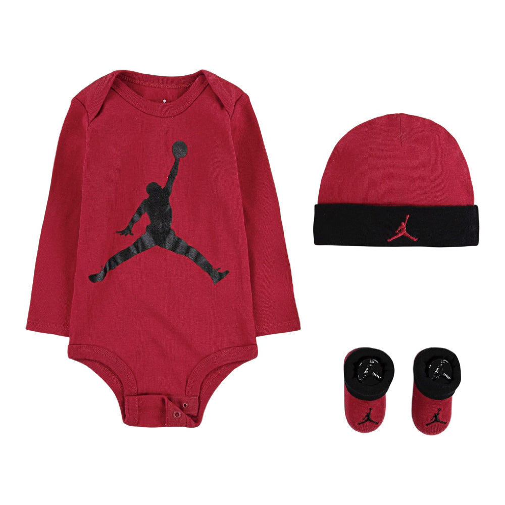 JORDAN Romper/Hat/Slippers Set - 0-6M Red LJ0263-R78