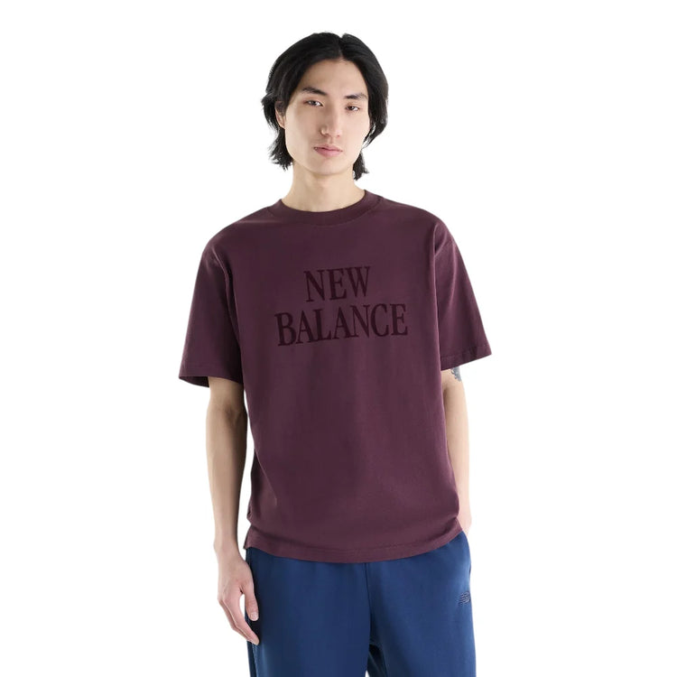 NEW BALANCE Athletics Flocked Logo T-Shirt Cherry MT62I3O5YLR