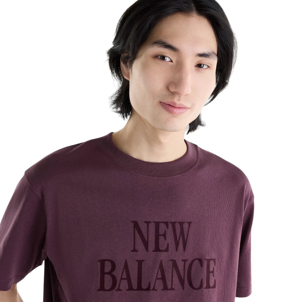 NEW BALANCE Athletics Flocked Logo T-Shirt Cherry MT62I3O5YLR