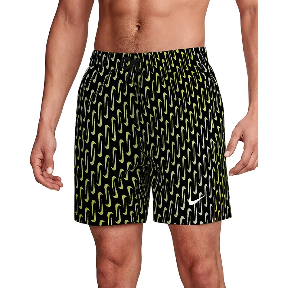 NIKE 5" Swim Short Black Yellow NESSG577-001