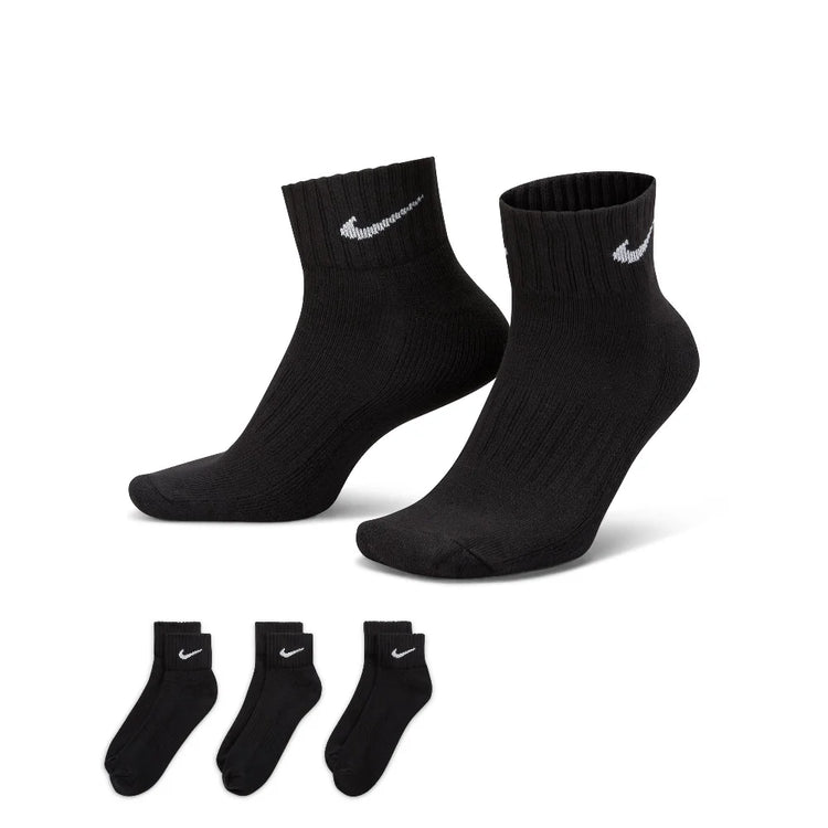 NIKE Cushioned Ankle Socks (3 Pairs) Black SX4926-001