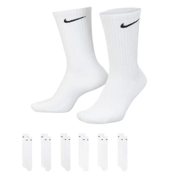 NIKE Everyday Cushioned Training Crew Socks (6 Pairs) White SX7666-100