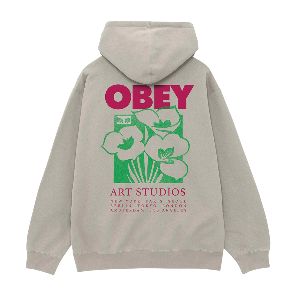 Art Studio Flowers Fleece Hoodie Grey
